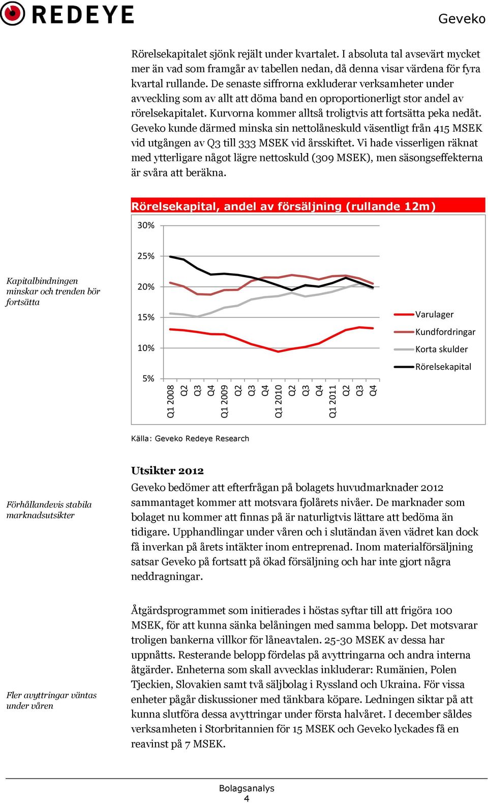 De senaste siffrorna exkluderar verksamheter under avveckling som av allt att döma band en oproportionerligt stor andel av rörelsekapitalet. Kurvorna kommer alltså troligtvis att fortsätta peka nedåt.