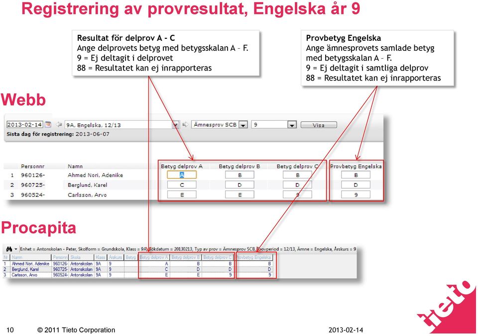 Provbetyg Engelska Ange ämnesprovets samlade betyg med