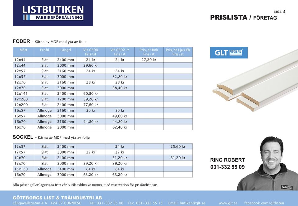 32,80 kr 28 kr 38,40 kr 36 kr 44,80 kr 36 kr 49,60 kr 44,80 kr 62,40 kr SOCKEL - Kärna av MDF