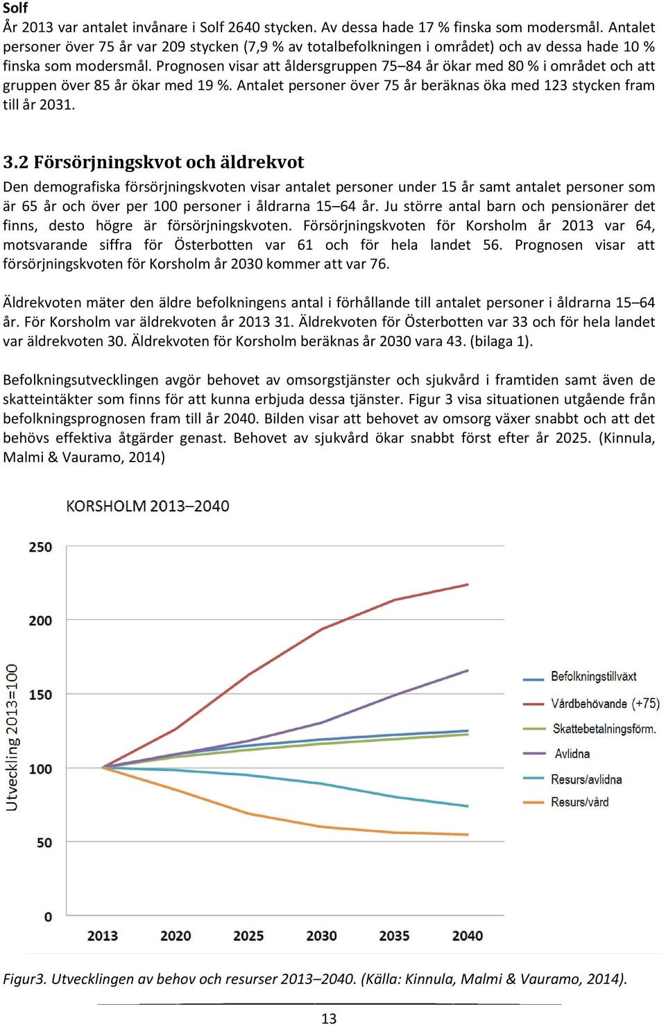 Prognosen visar att åldersgruppen 75 84 år ökar med 80 % i området och att gruppen över 85 år ökar med 19 %. Antalet personer över 75 år beräknas öka med 123 stycken fram till år 2031. 3.