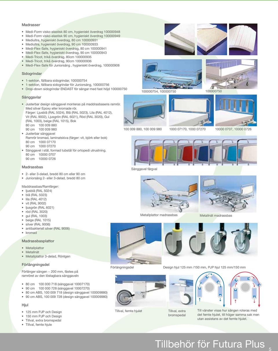 trikå överdrag, 90cm 100000936 Medi-Flex-Safe för Juniorsäng, hygieniskt överdrag, 100000908 Sidogrindar 1-sektion, fällbara sidogrindar, 100000754 1-sektion, fällbara sidogrindar för Juniorsäng,