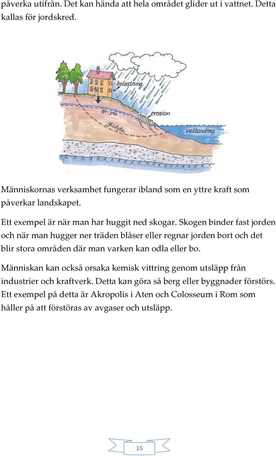 Skogen binder fast jorden och när man hugger ner träden blåser eller regnar jorden bort och det blir stora områden där man varken kan odla eller bo.