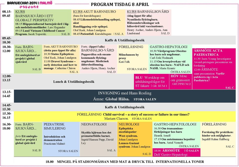 .. forts Ett smörgåsbord av projekt i global sjukvård AKUT BARNNEURO (detta pass öppet för alla) Status Epilepticus. Olof Rask, Johan Lundgren 11.00 Dravet Syndrome early detection and how to manage.