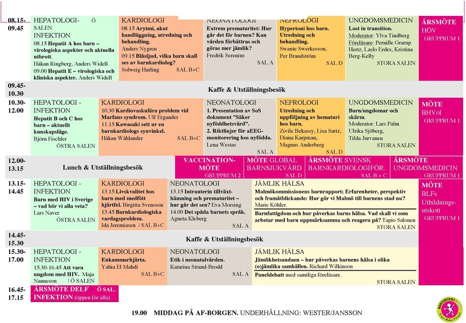 45 Att vara ungdom med HIV. Maja Nanneson Ö SALEN ÅRS DELF Ö SAL. (öppen för alla) 08.15 Arytmi, akut handläggning, utredning och Anders Nygren 09.15 Blåsljud, vilka barn skall ses av barnkardiolog?