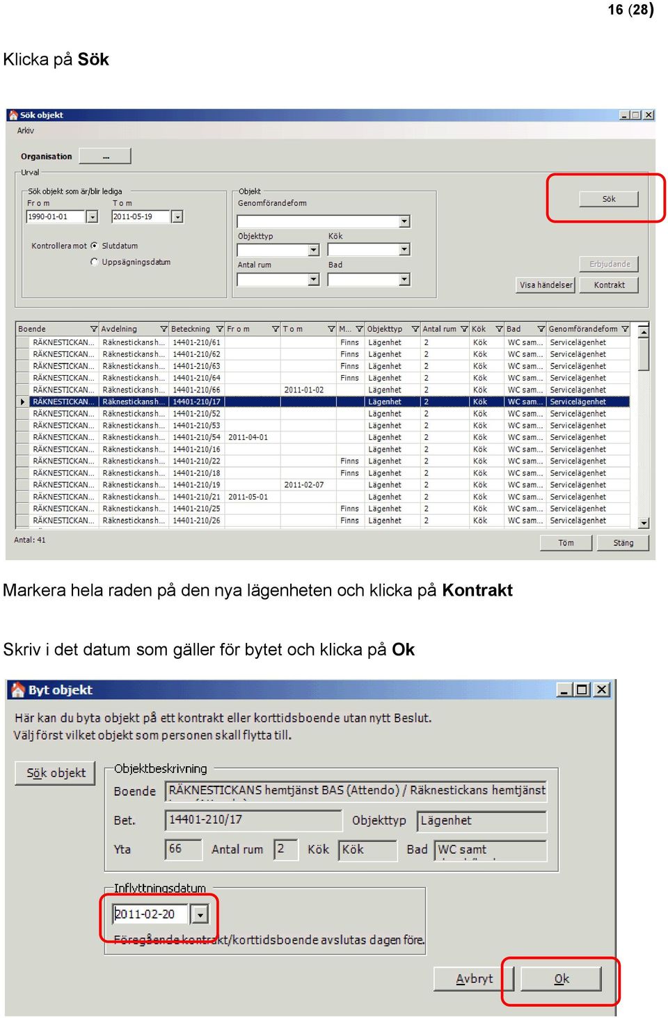 klicka på Kontrakt Skriv i det