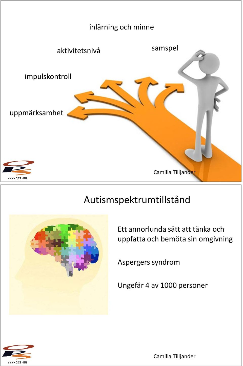 Autismspektrumtillstånd Ett annorlunda sätt att