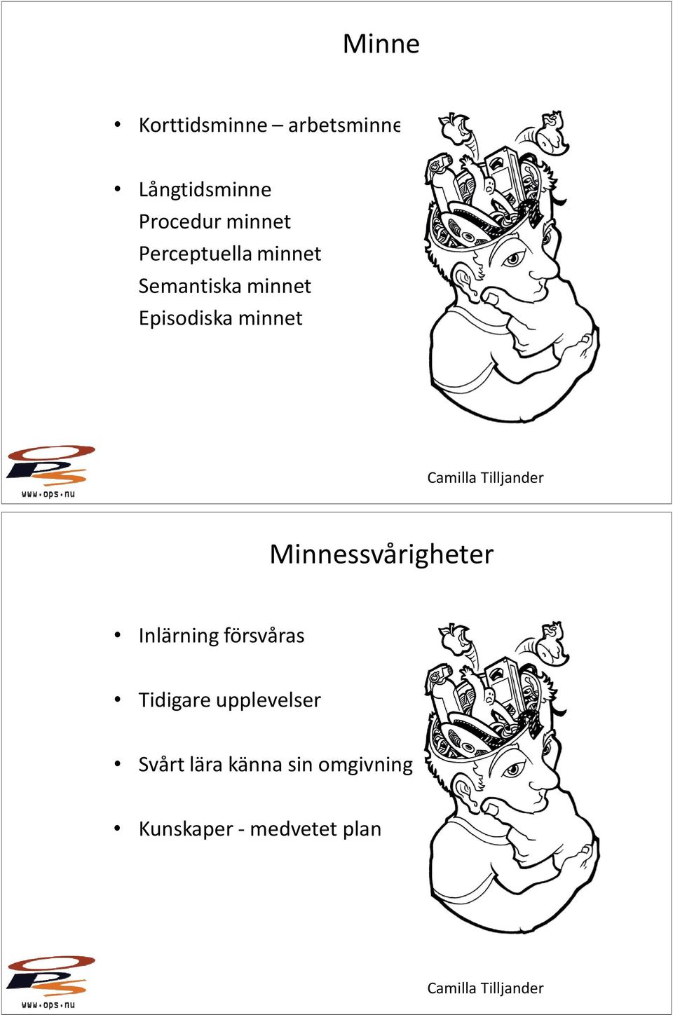 minnet Minnessvårigheter Inlärning försvåras Tidigare