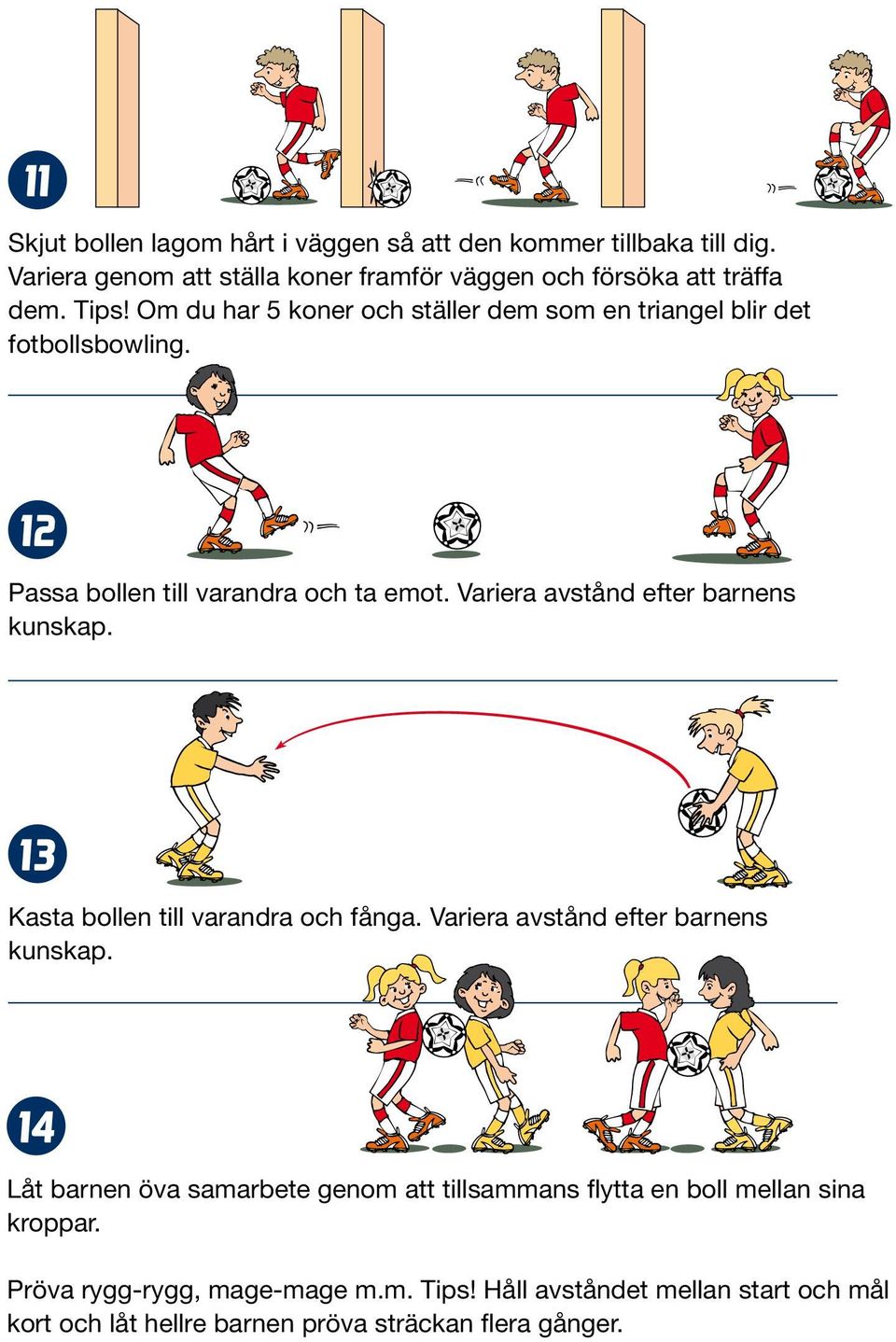 Variera avstånd efter barnens kunskap. 13 Kasta bollen till varandra och fånga. Variera avstånd efter barnens kunskap.