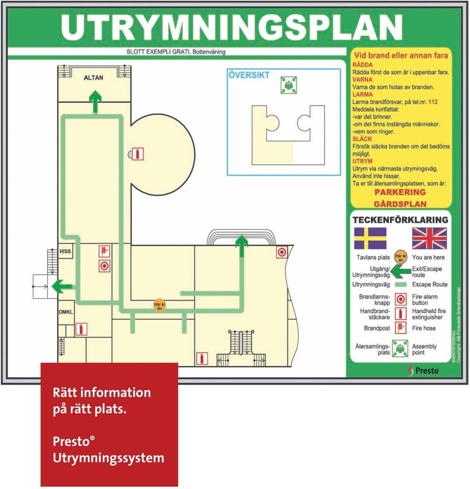 på rätt plats.