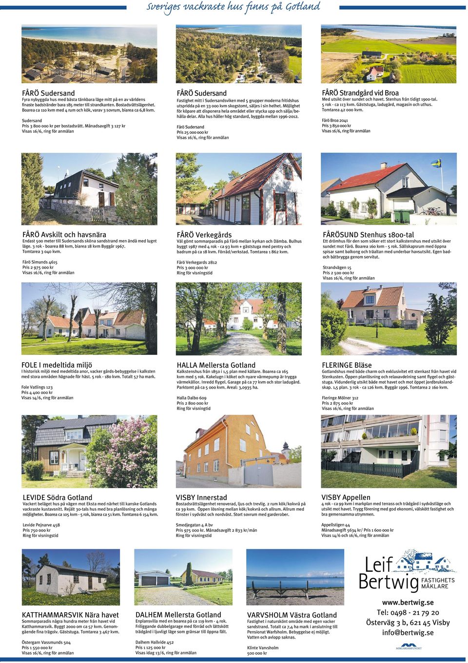 Månadsavgift 3 127 kr FÅRÖ Sudersand Fastighet mitt i Sudersandsviken med 5 grupper moderna fritidshus utspridda på en 33 000 kvm skogstomt, säljes i sin helhet.
