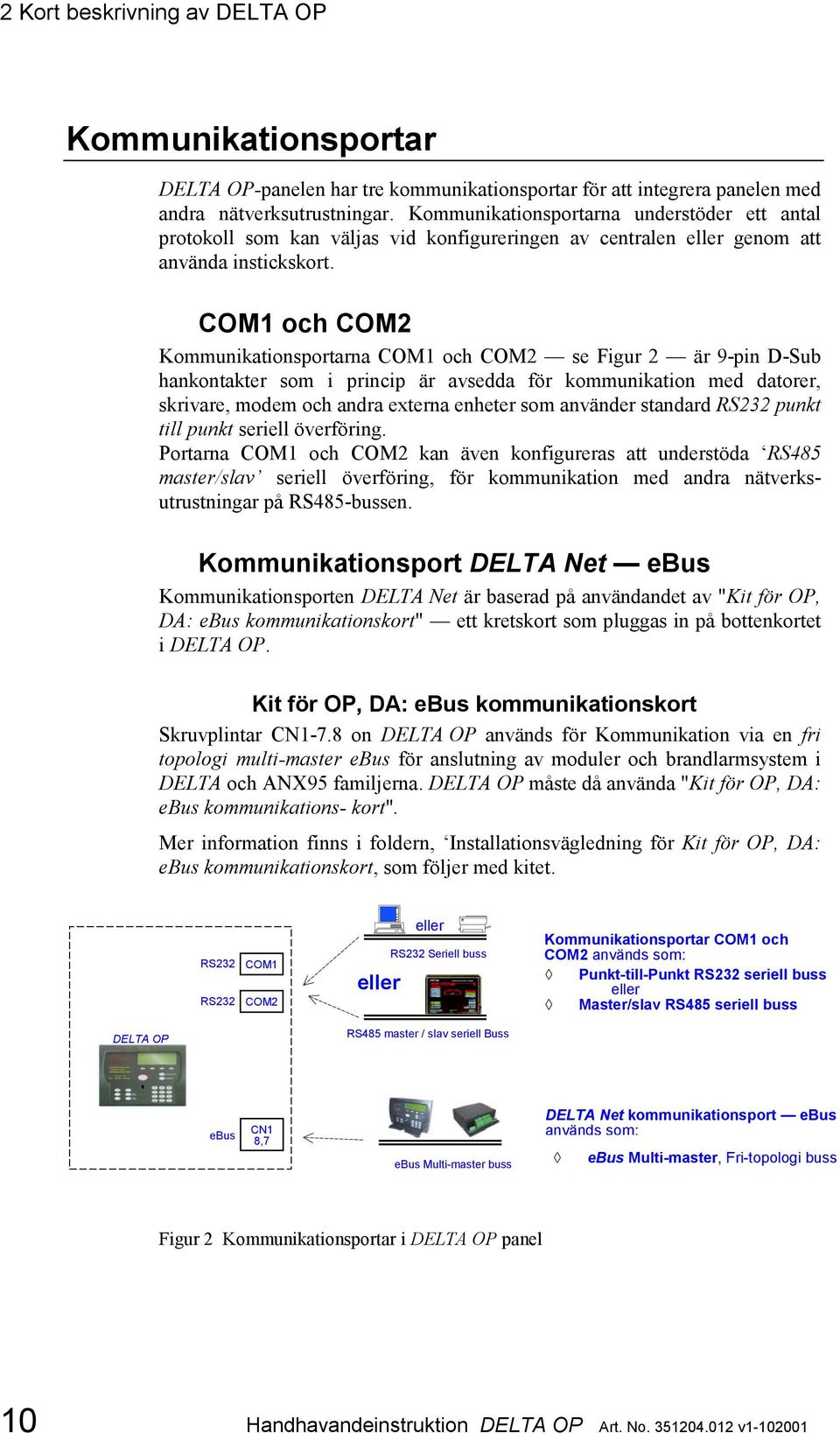 COM1 och COM2 Kommunikationsportarna COM1 och COM2 se Figur 2 är 9-pin D-Sub hankontakter som i princip är avsedda för kommunikation med datorer, skrivare, modem och andra externa enheter som