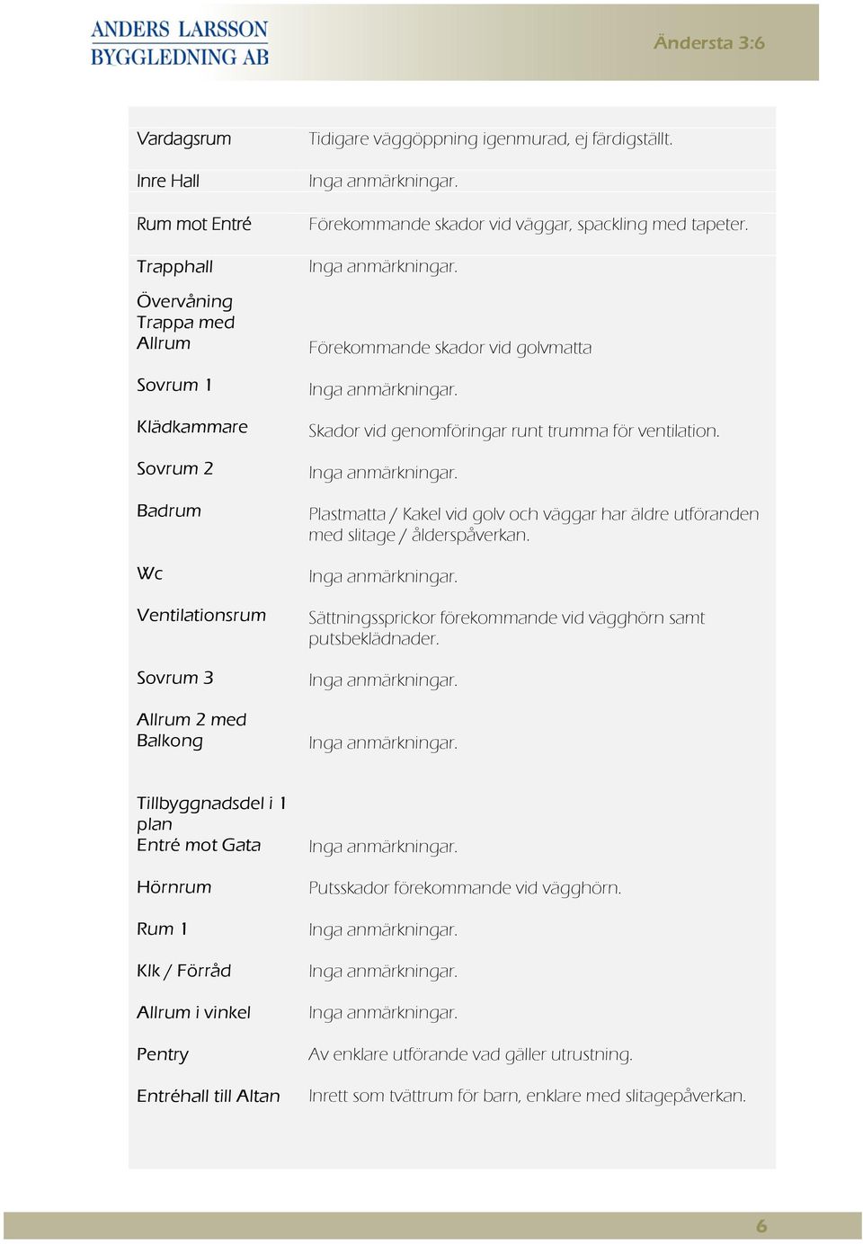 Plastmatta / Kakel vid golv och väggar har äldre utföranden med slitage / ålderspåverkan. Sättningssprickor förekommande vid vägghörn samt putsbeklädnader.