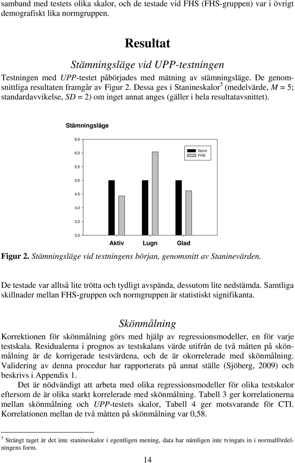 Dessa ges i Stanineskalor 5 (medelvärde, M = 5; standardavvikelse, SD = 2) om inget annat anges (gäller i hela resultatavsnittet).