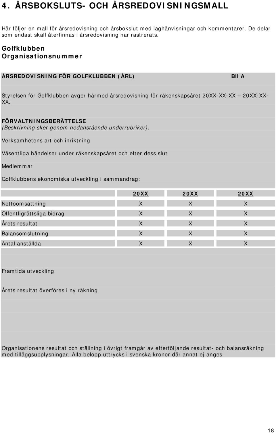 FÖRVALTNINGSBERÄTTELSE (Beskrivning sker genom nedanstående underrubriker).
