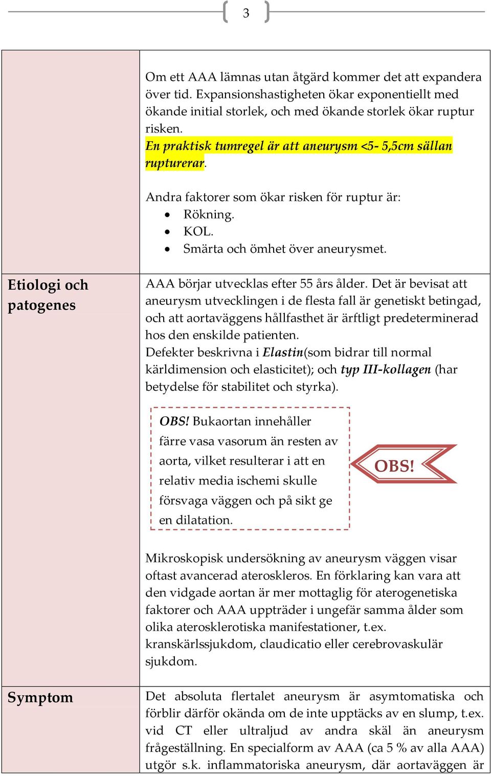 Etiologi och patogenes AAA börjar utvecklas efter 55 års ålder.