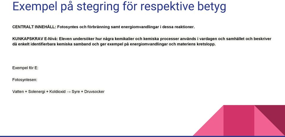 KUNKAPSKRAV E-Nivå: Eleven undersöker hur några kemikalier och kemiska processer används i vardagen och