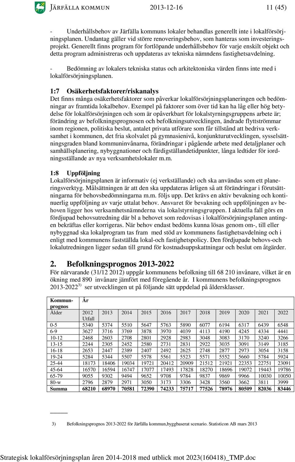 - Bedömning av lokalers tekniska status och arkitektoniska värden finns inte med i lokalförsörjningsplanen.