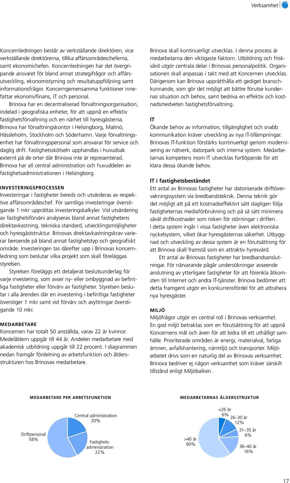 Koncerngemensamma funktioner innefattar ekonomi/finans, IT och personal.