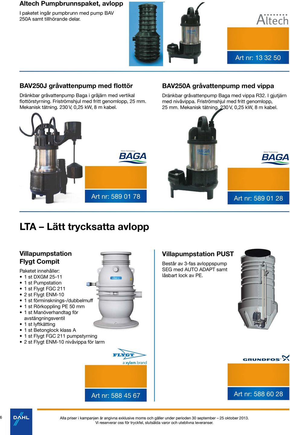 230 V, 0,25 kw, 8 m kabel. BAV250A gråvattenpump med vippa Dränkbar gråvattenpump Baga med vippa R32. I gjutjärn med nivåvippa. Friströmshjul med fritt genomlopp, 25 mm. Mekanisk tätning.