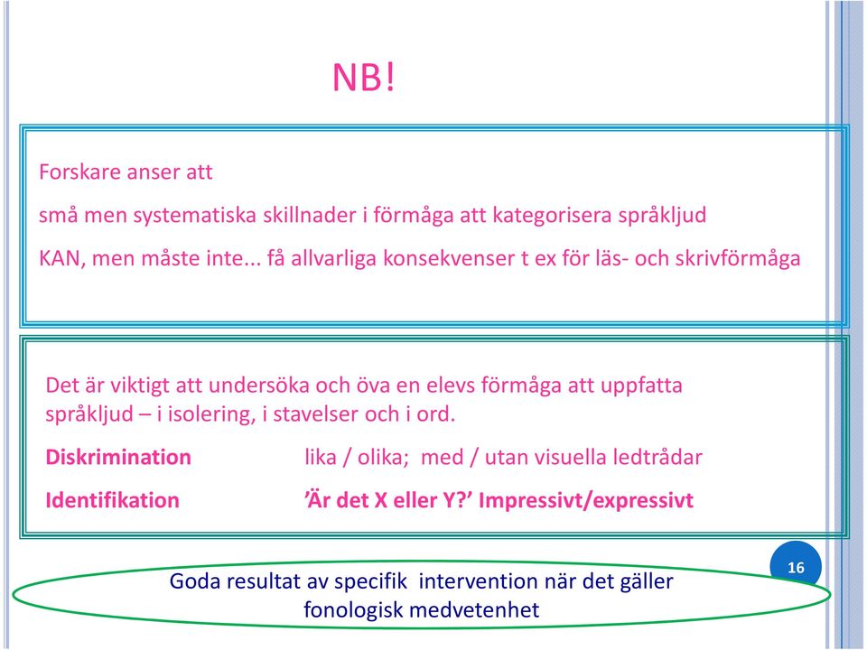 uppfatta språkljud i isolering, i stavelser och i ord.