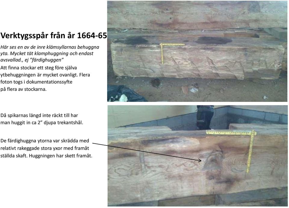 , ej färdighuggen Att finna stockar ett steg före själva ytbehuggningen är mycket ovanligt.