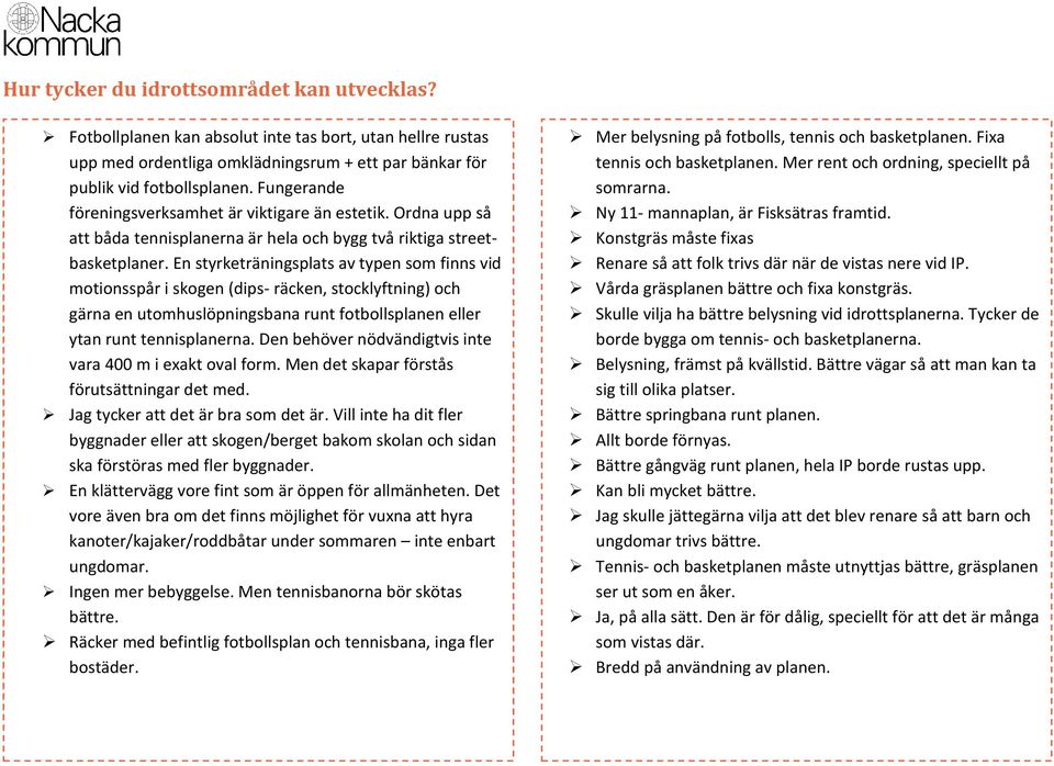 för att det ska kännas Fungerande att Fisksätra faktiskt är vid föreningsverksamhet vattnet. Kanske flytta är viktigare grusplanen än estetik.