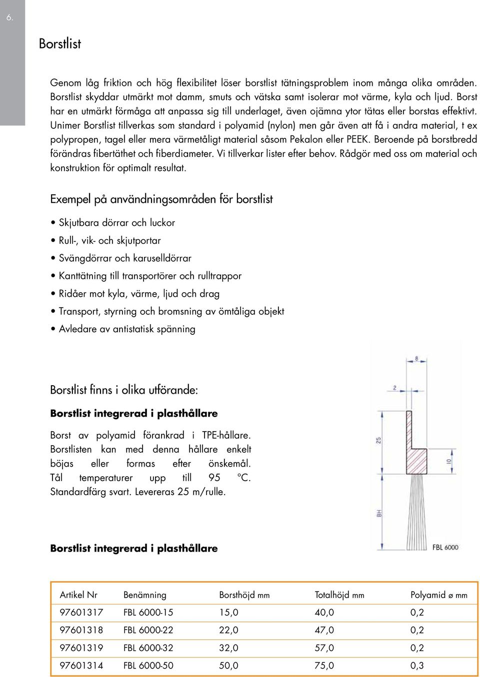 Borst har en utmärkt förmåga att anpassa sig till underlaget, även ojämna ytor tätas eller borstas effektivt.