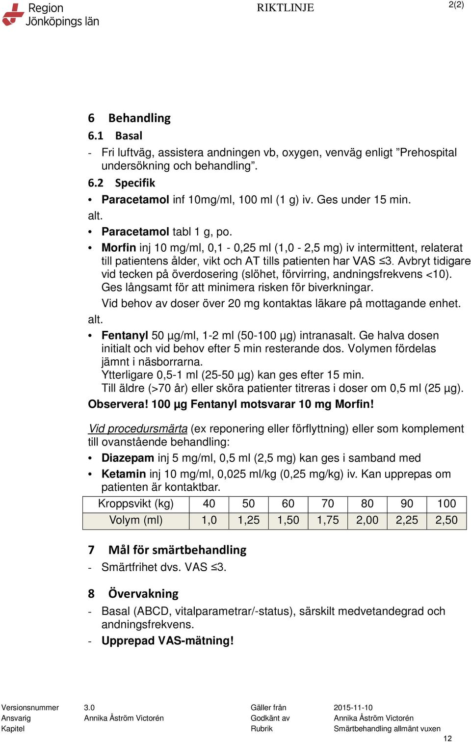 Avbryt tidigare vid tecken på överdosering (slöhet, förvirring, andningsfrekvens <10). Ges långsamt för att minimera risken för biverkningar.