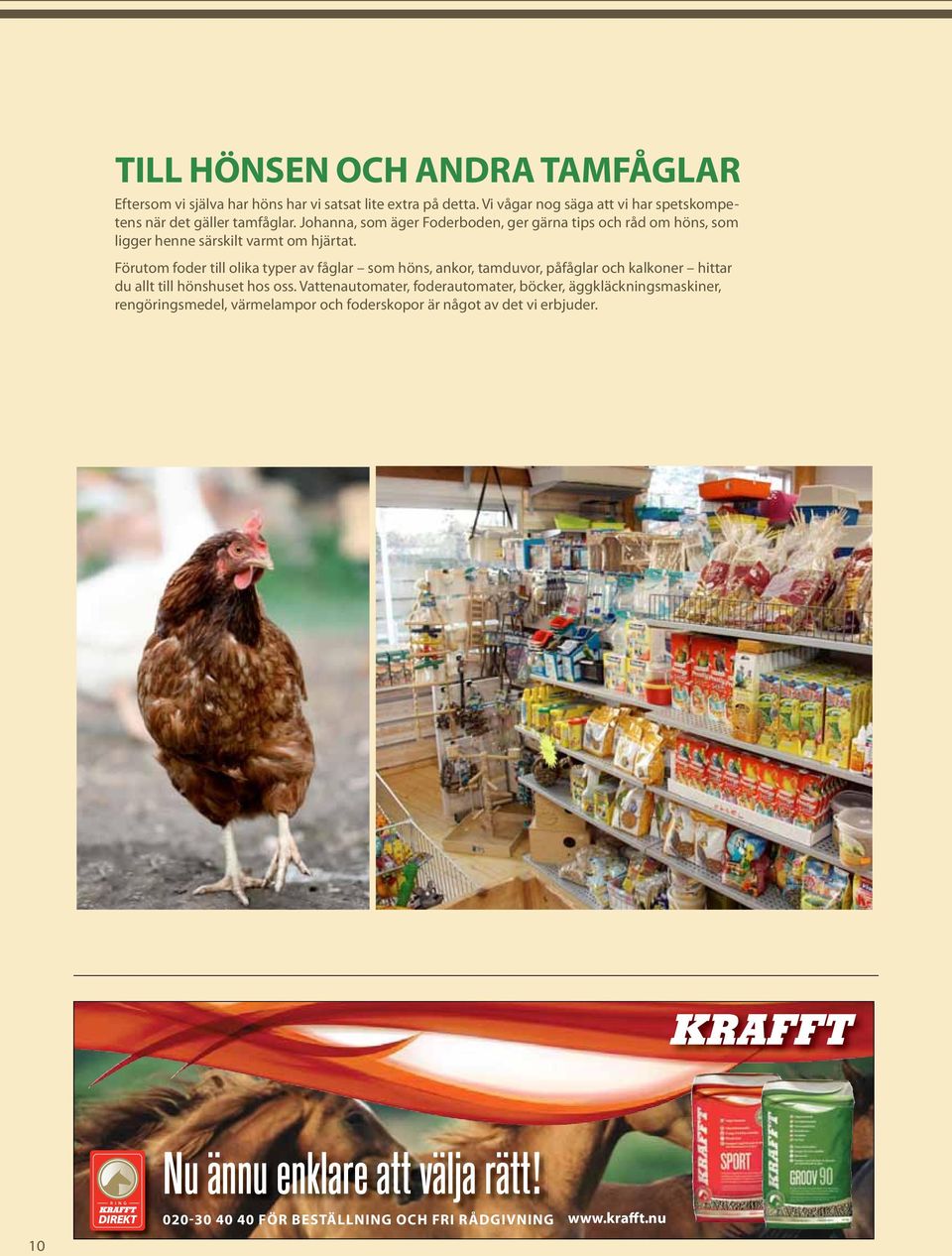 Johanna, som äger Foderboden, ger gärna tips och råd om höns, som ligger henne särskilt varmt om hjärtat.