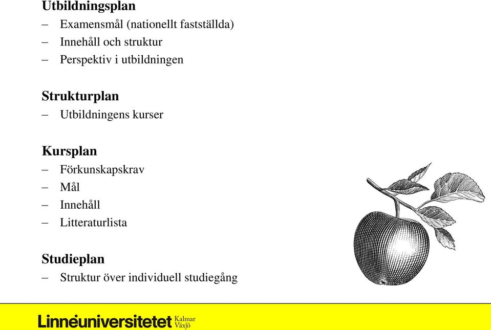 Strukturplan Utbildningens kurser Kursplan Förkunskapskrav