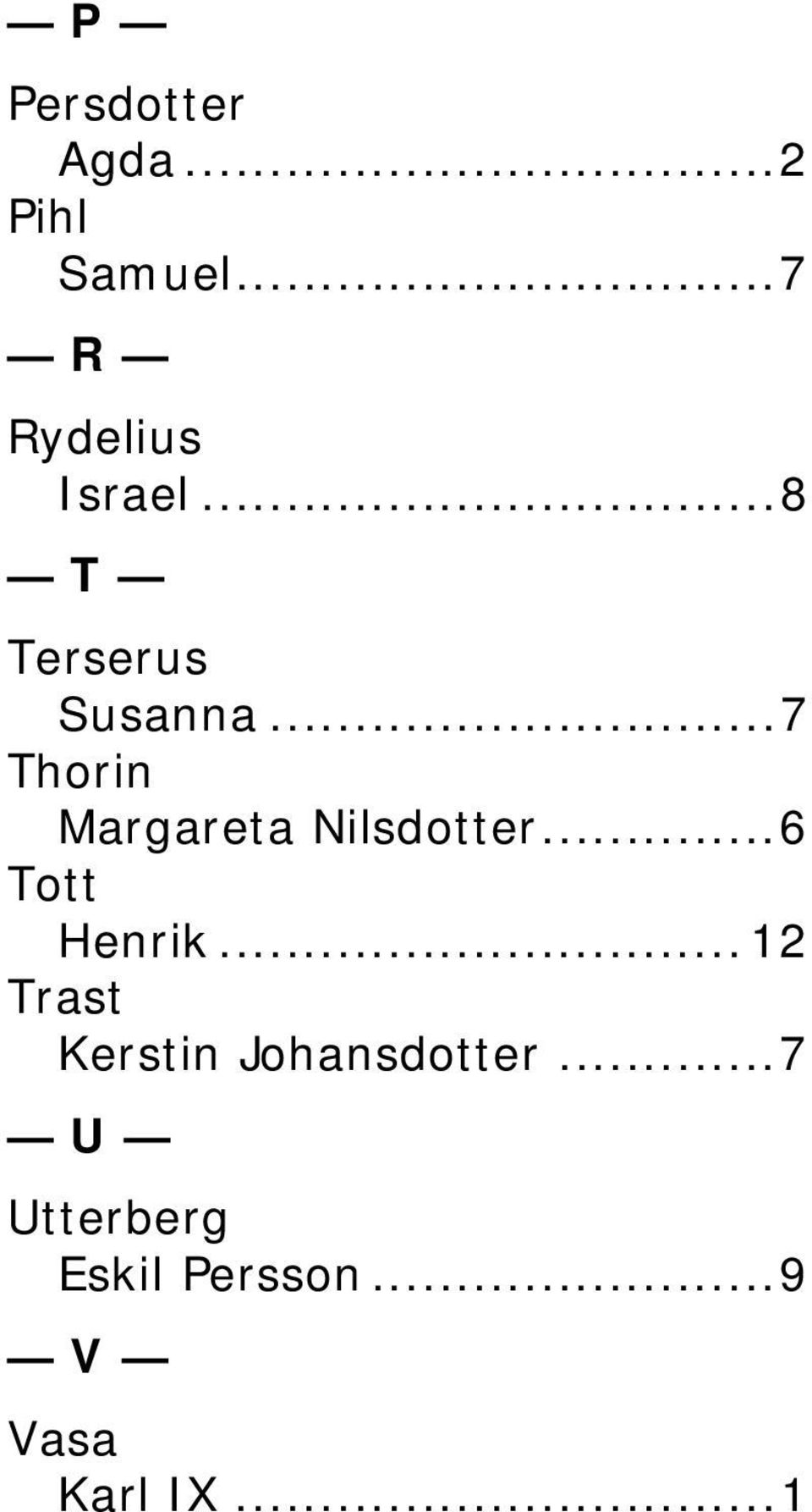 ..7 Thorin Margareta Nilsdotter...6 Tott Henrik.