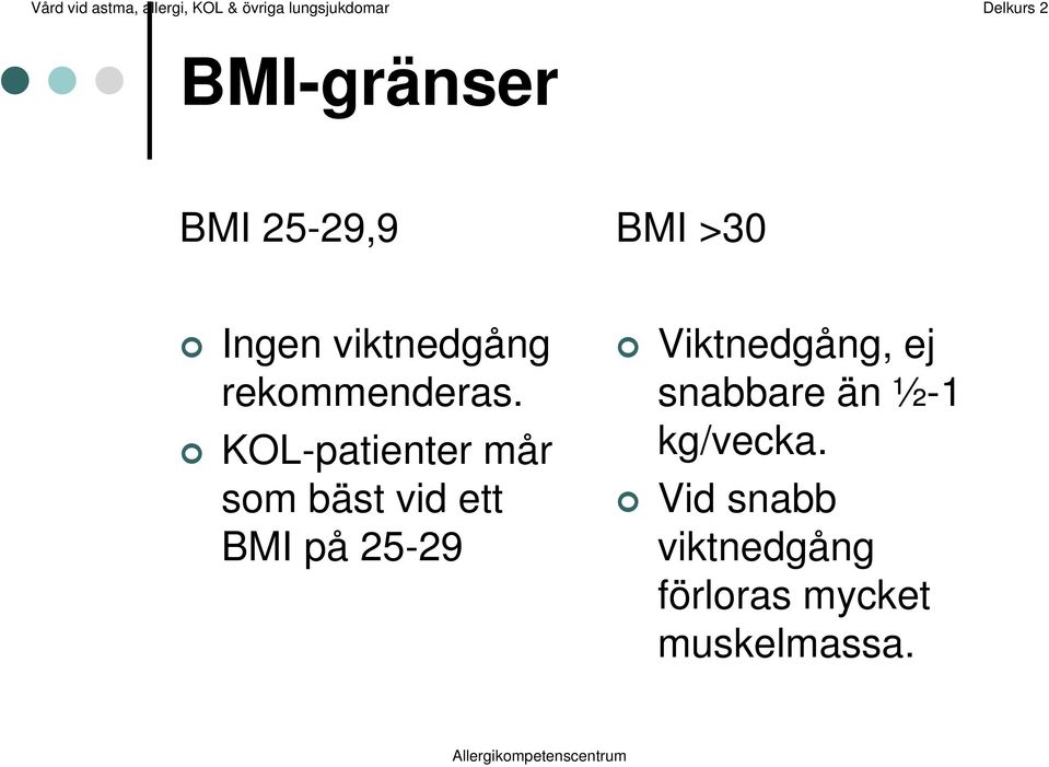 KOL-patienter mår som bäst vid ett BMI på 25-29