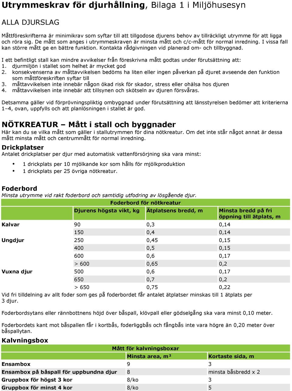 I ett befintligt stall kan mindre avvikelser från föreskrivna mått godtas under förutsättning att: 1. djurmiljön i stallet som helhet är mycket god 2.