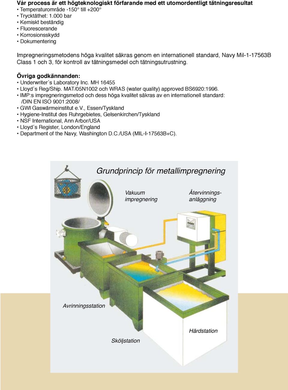 tätningsmedel och tätningsutrustning. Övriga godkännanden: Underwriter s Laboratory Inc. MH 16455 Lloyd s Reg/Ship. MAT/05N1002 och WRAS (water quality) approved BS6920:1996.