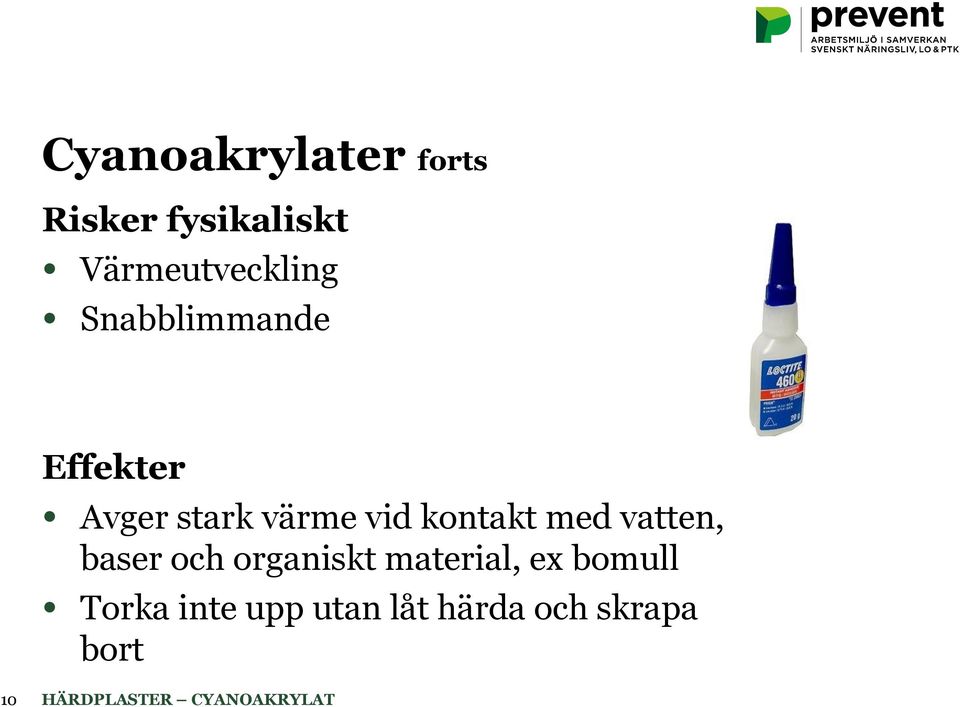 värme vid kontakt med vatten, baser och organiskt