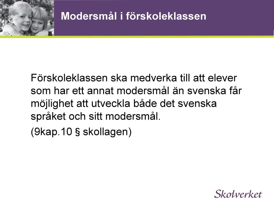 modersmål än svenska får möjlighet att utveckla