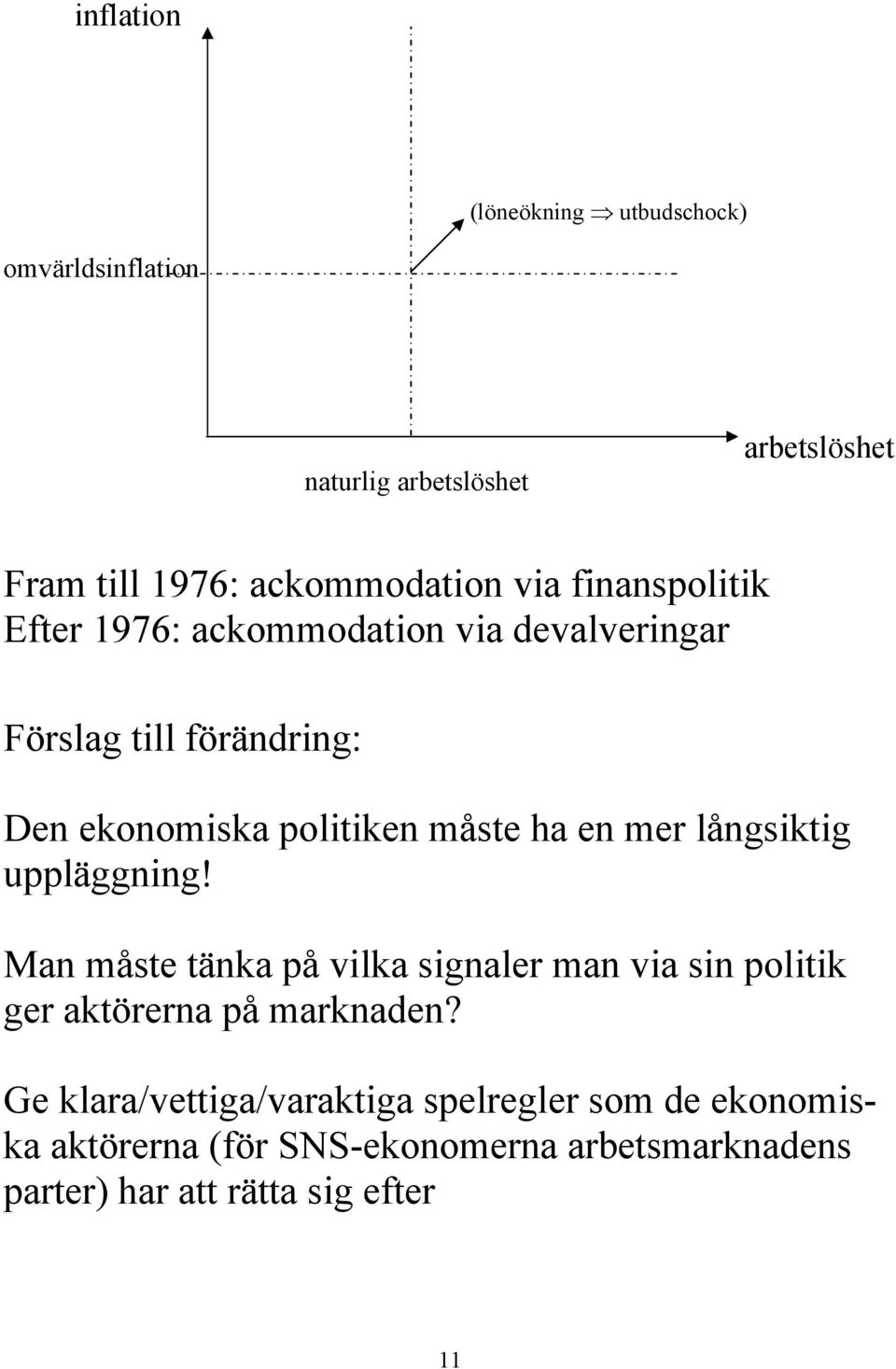mer långsiktig uppläggning! Man måste tänka på vilka signaler man via sin politik ger aktörerna på marknaden?