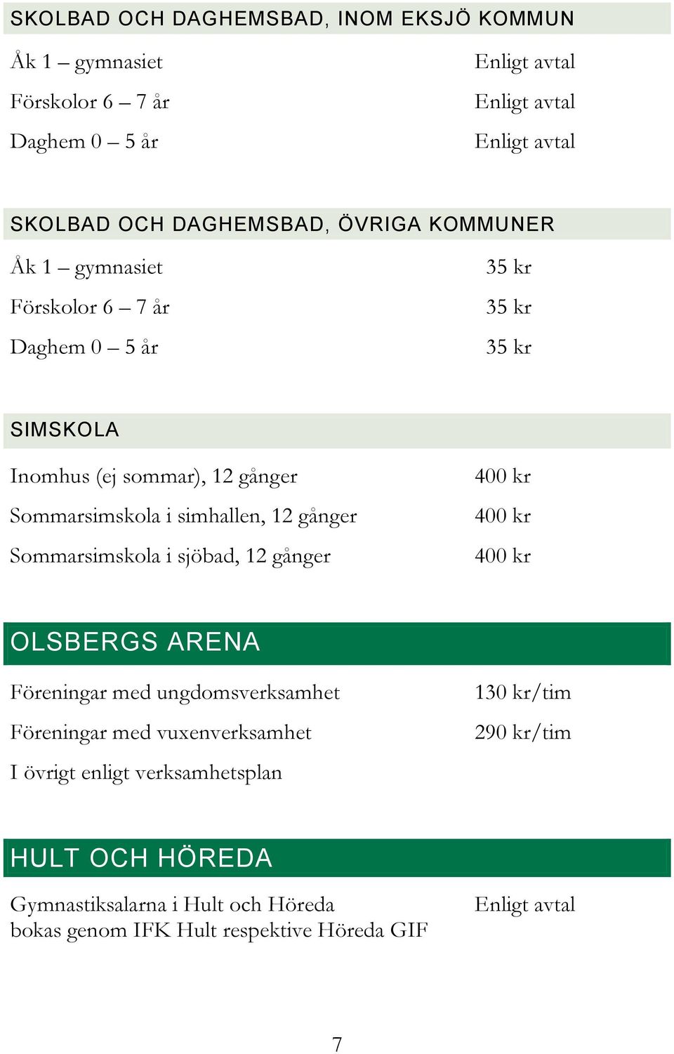 Sommarsimskola i simhallen, 12 gånger Sommarsimskola i sjöbad, 12 gånger 400 kr 400 kr 400 kr OLSBERGS ARENA I övrigt enligt
