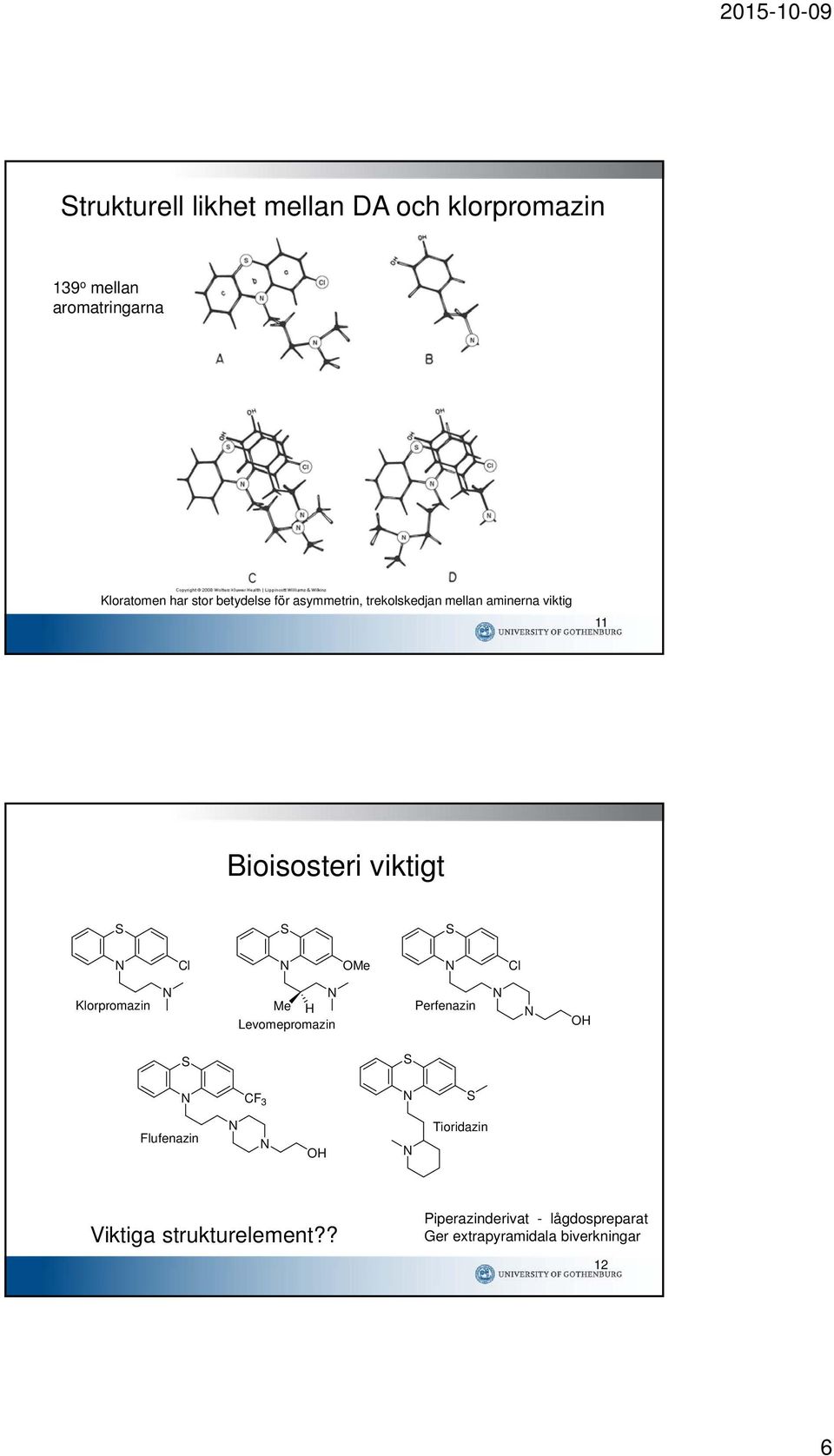 Cl OMe Cl Klorpromazin Me H Levomepromazin Perfenazin OH CF 3 Flufenazin OH Tioridazin