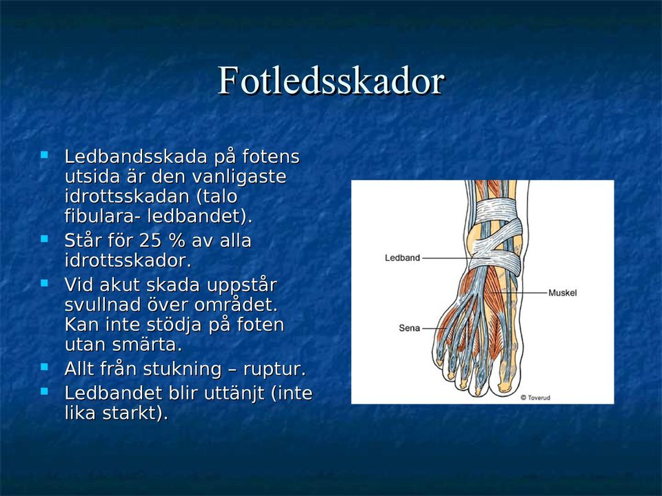 Står för 25 % av alla idrottsskador.