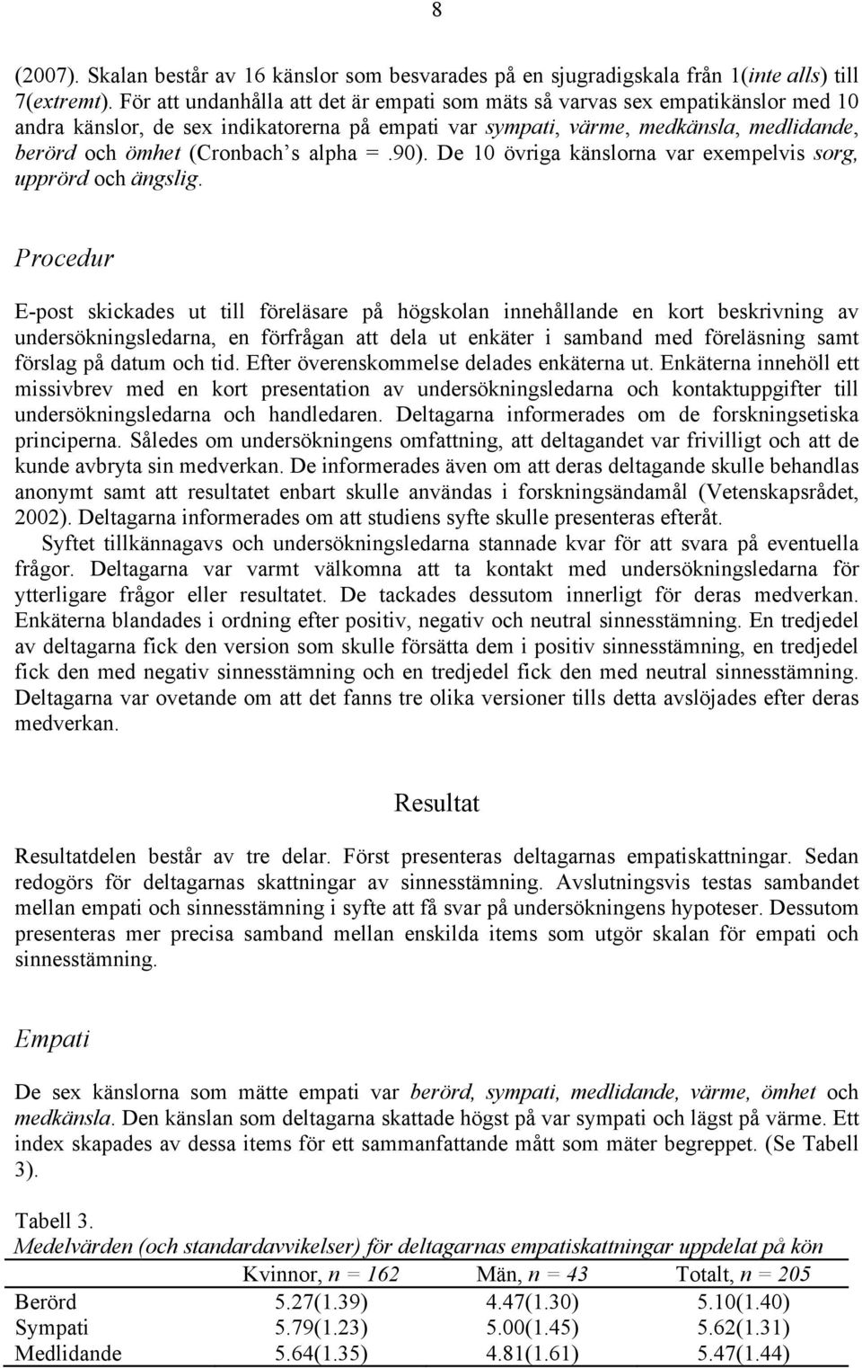 alpha =.90). De 10 övriga känslorna var exempelvis sorg, upprörd och ängslig.