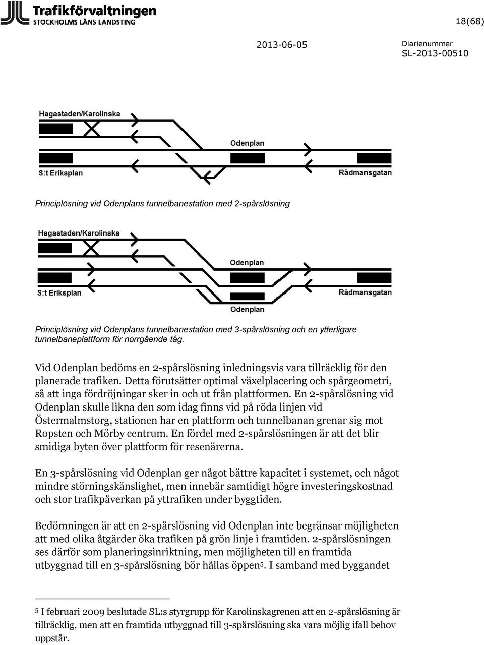 Detta förutsätter optimal växelplacering och spårgeometri, så att inga fördröjningar sker in och ut från plattformen.