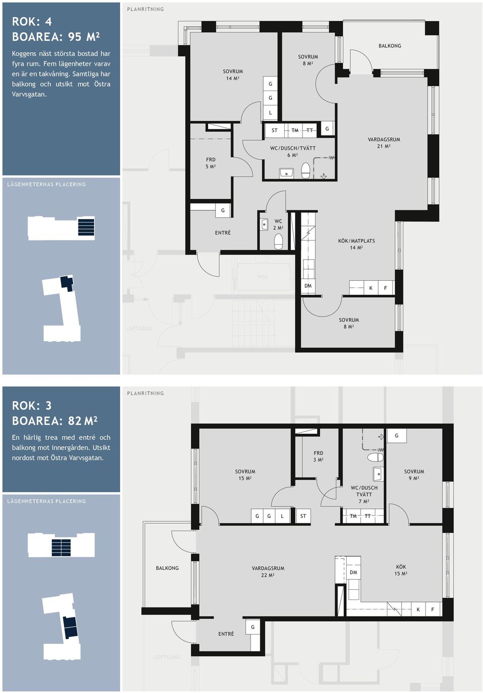 PLANRITNIN 14 M² 8 M² BALKON L ST TM TT FRD 5 M² WC/DUSCH/TVÄTT 6 M² VARDASRUM 21 M² LÄENHETERNAS PLACERIN ENTRÉ WC 2 M² KÖK/MATPLATS 14 M²