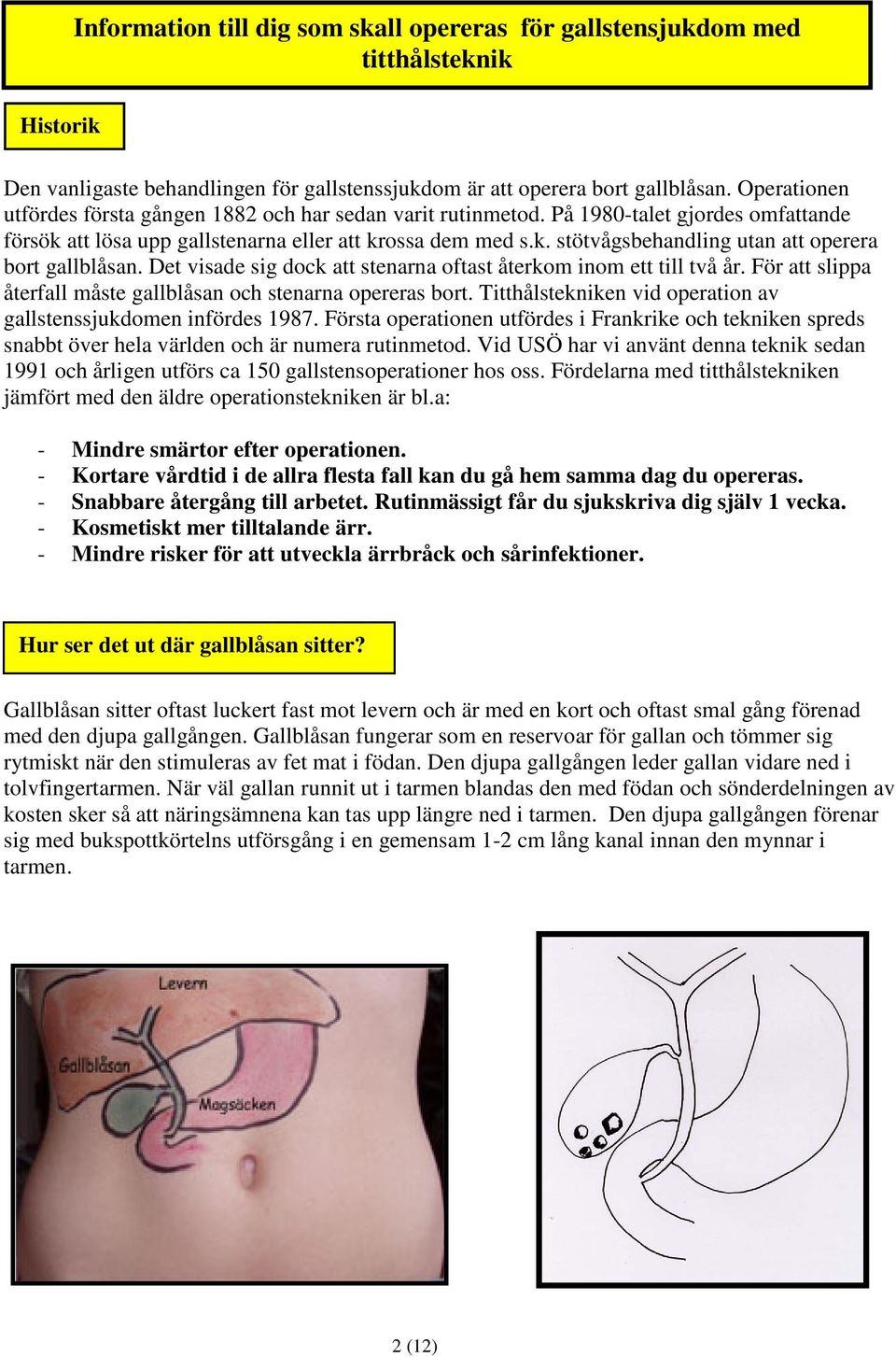 Det visade sig dock att stenarna oftast återkom inom ett till två år. För att slippa återfall måste gallblåsan och stenarna opereras bort.
