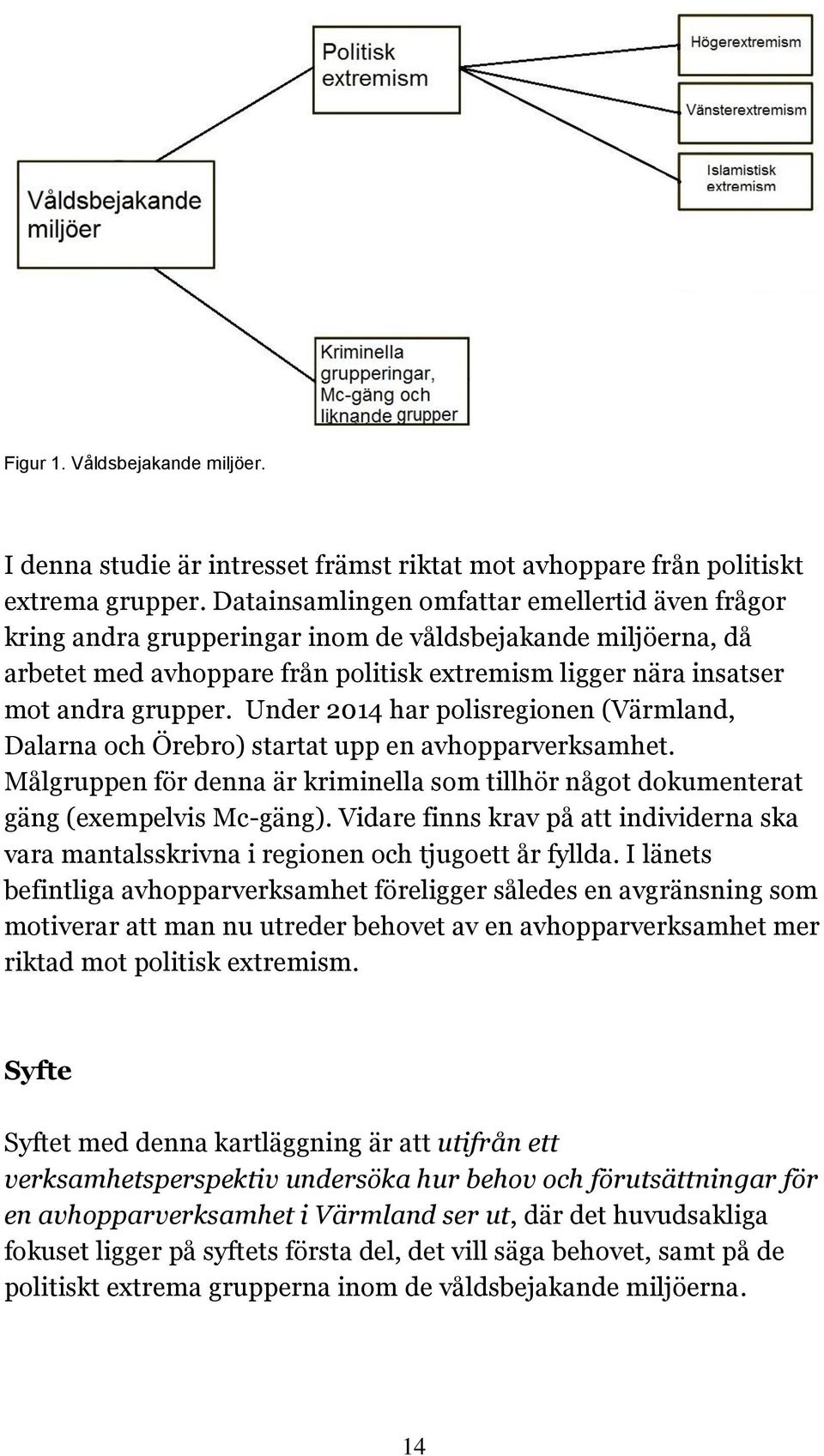 Under 2014 har polisregionen (Värmland, Dalarna och Örebro) startat upp en avhopparverksamhet. Målgruppen för denna är kriminella som tillhör något dokumenterat gäng (exempelvis Mc-gäng).