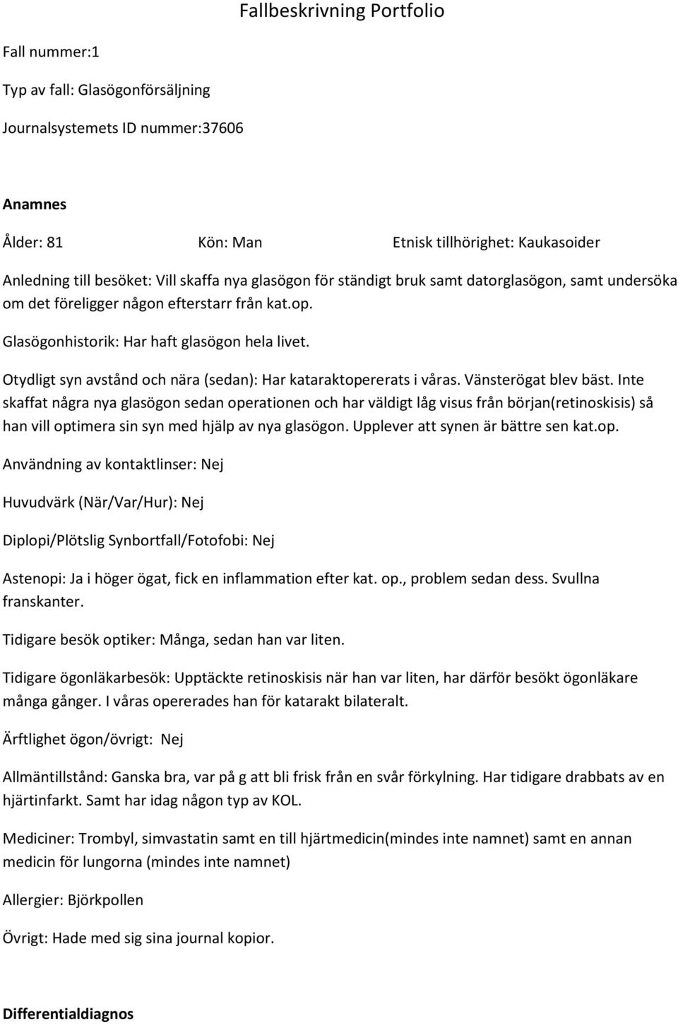 Fallbeskrivning Portfolio - PDF Gratis nedladdning