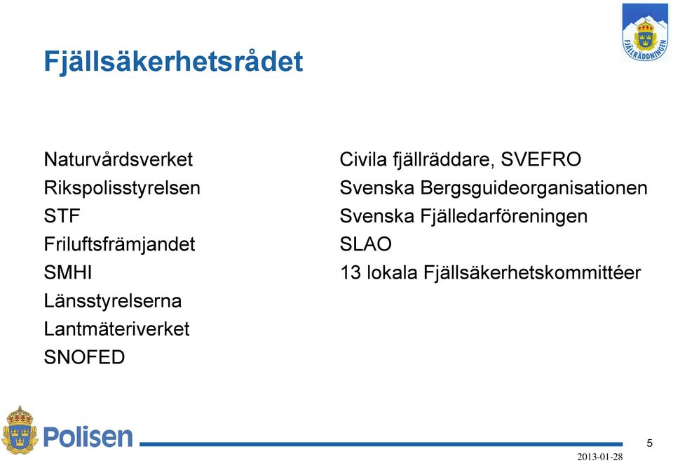 Civila fjällräddare, SVEFRO Svenska Bergsguideorganisationen