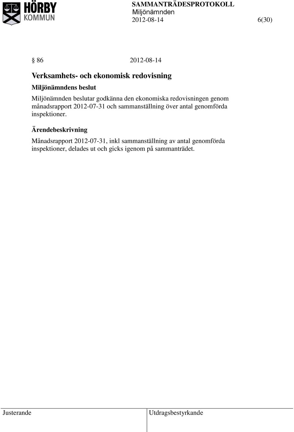 sammanställning över antal genomförda inspektioner.