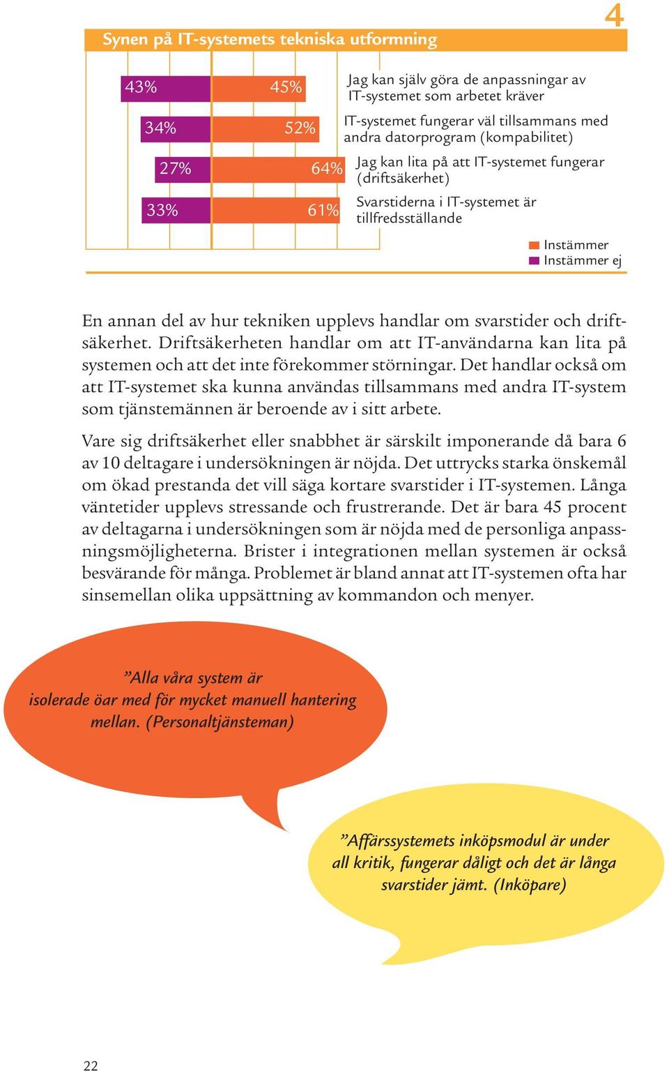 svarstider och driftsäkerhet. Driftsäkerheten handlar om att IT-användarna kan lita på systemen och att det inte förekommer störningar.