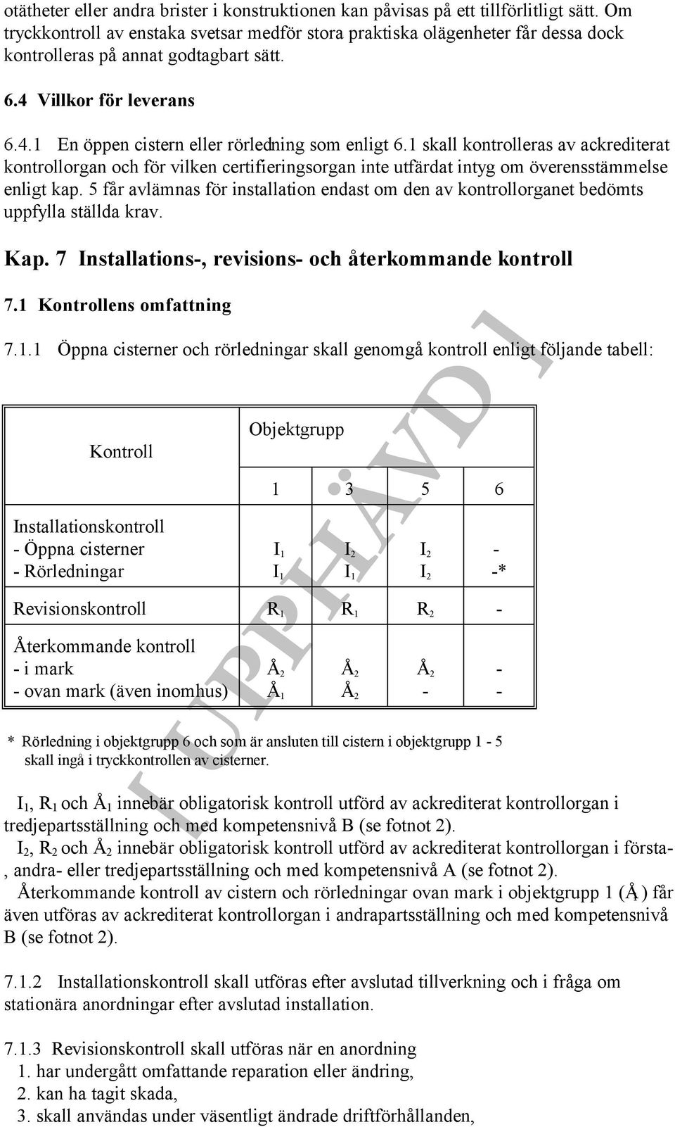 1 skall kontrolleras av ackrediterat kontrollorgan och för vilken certifieringsorgan inte utfärdat intyg om överensstämmelse enligt kap.